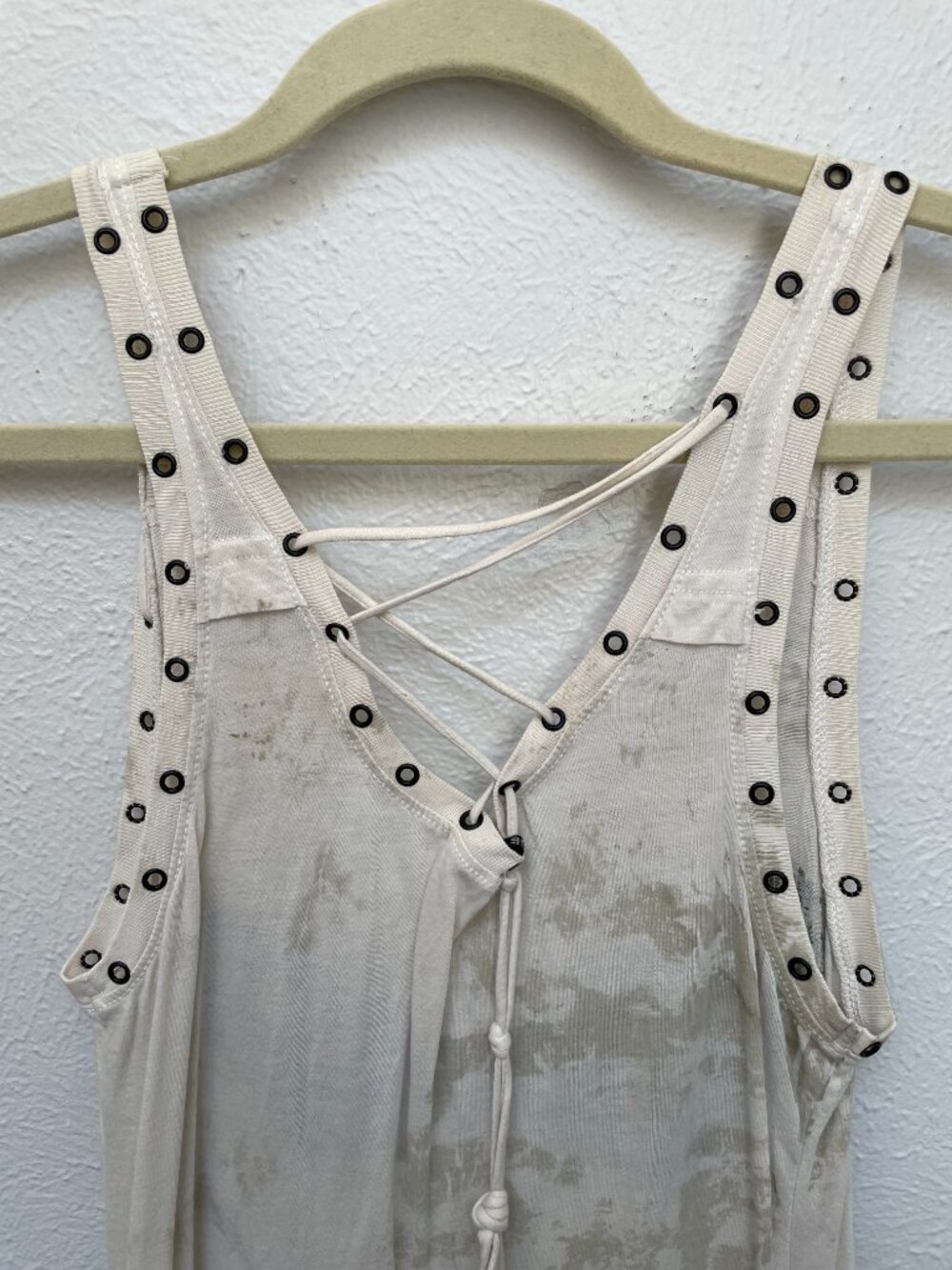 Rare Y2K Joker Dark Knight Grunge Eyelet Lace Up Tank Top Dress S - Picture 9 of 13